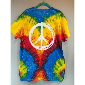 Peace Frogs Hippie at Heart Tie Dye T-Shirt Rainbow VW Bus Mens Medium NWT